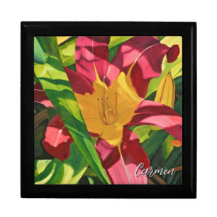 Tiger Lily Wooden Jewelry Keepsake Box