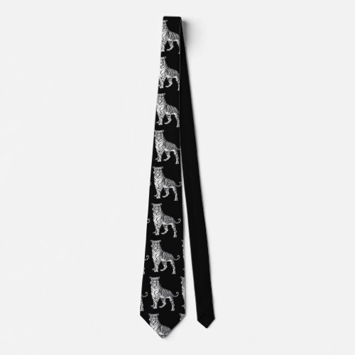 Tiger Line Art Drawing Black And White Tattoo Art Neck Tie