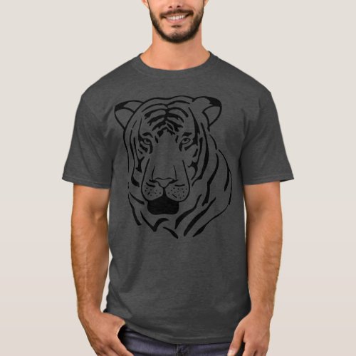 Tiger Line Art Hand Drawn T_Shirt