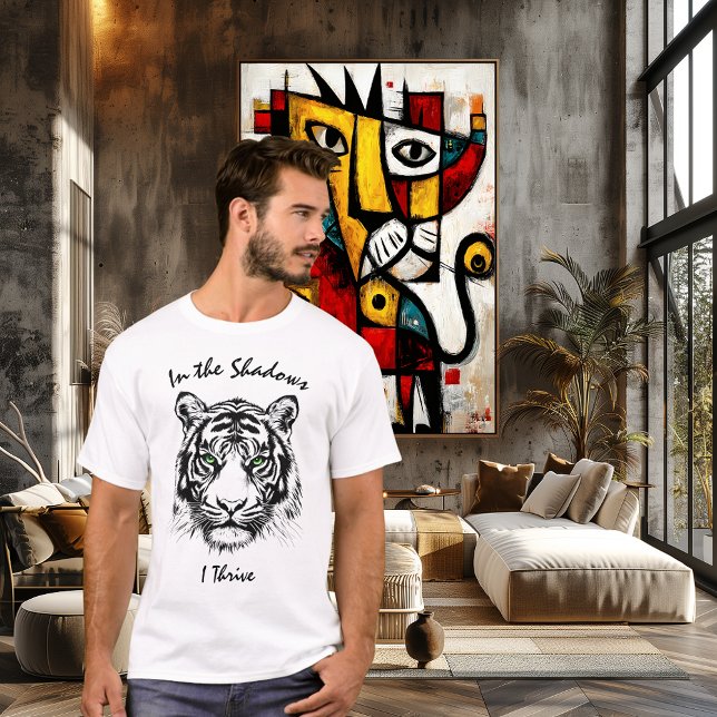 Tiger Line Art Illustration – Custom Text T-Shirt (Creator Uploaded)