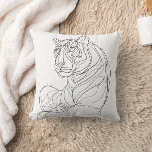 Tiger Line Art Throw Pillow