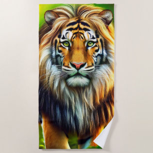 Tiger Lion Beach Towel