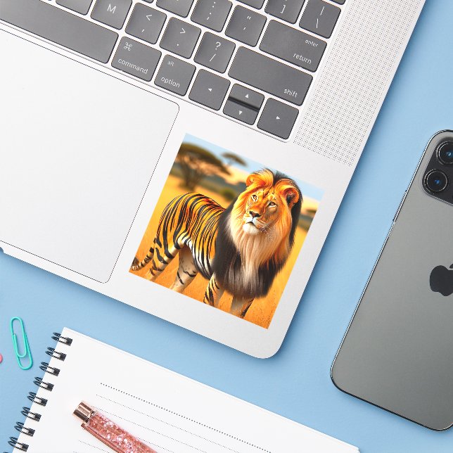 Tiger Lion Sticker (Laptop w/ iPhone)