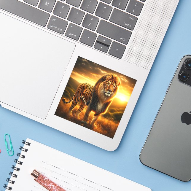 Tiger Lion Sticker (Laptop w/ iPhone)