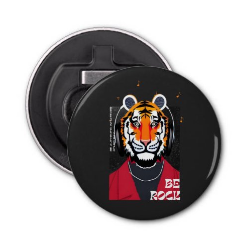 tiger listening to music with headphones be rock  bottle opener