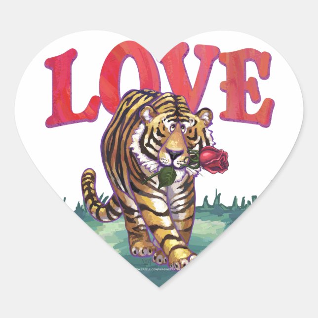 Tiger Love Heart Stickers (Front)