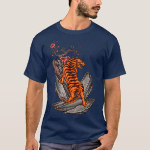 Tiger Lover Japanese Sakura Cherry Blossom Flower T-Shirt