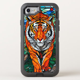 Tiger Luxury Stained Glass Animal Design OtterBox Defender iPhone SE/8/7 Case