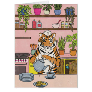 Tiger Making Tea Card