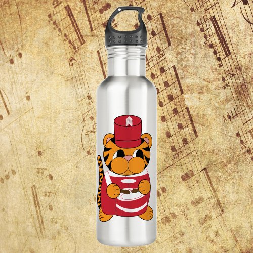 Tiger Marching Band Drum Red and White Stainless Steel Water Bottle