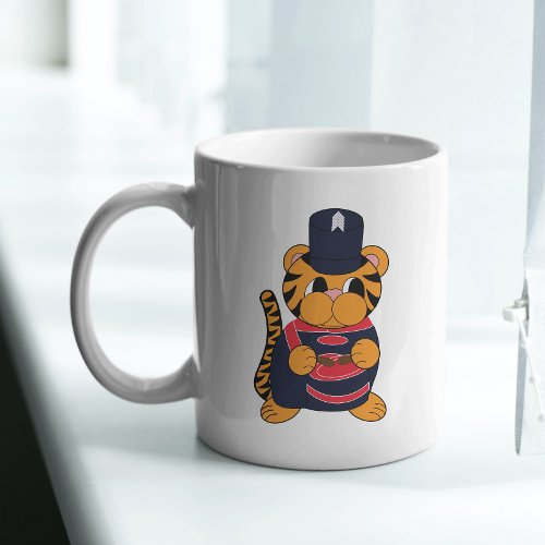 Tiger Marching Band Drummer Navy Blue Red Coffee Mug
