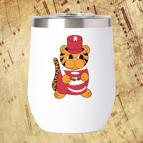 Tiger Marching Band Drummer Red and White Thermal Wine Tumbler