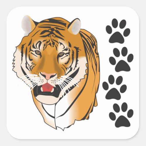 Tiger Mascot Square Sticker