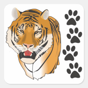 Tiger Mascot Square Sticker