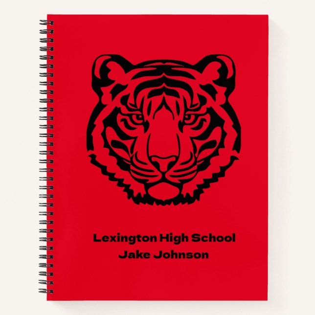 Tiger Mascot Themed Personalized Notebook (Front)