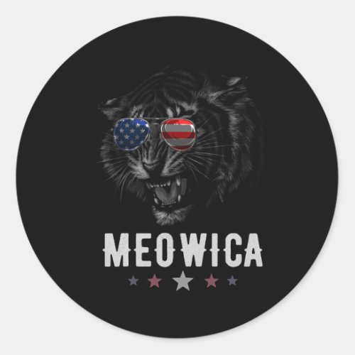 Tiger Merica 4th of July USA Men Women American Classic Round Sticker
