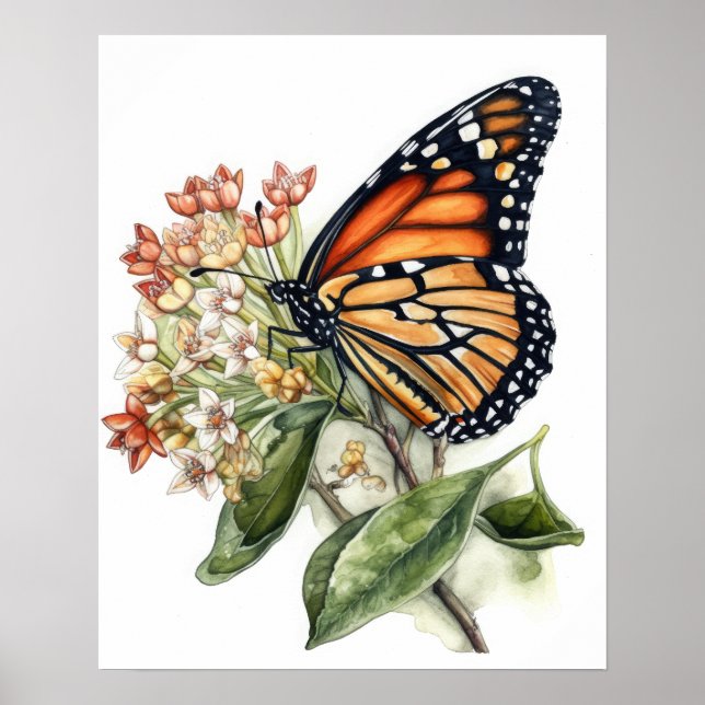 Tiger Milkweed Butterfly Art Print Poster (Front)