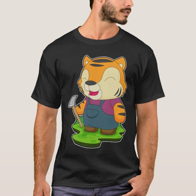 Tiger Miner Pickaxe Mining T-Shirt (Front)
