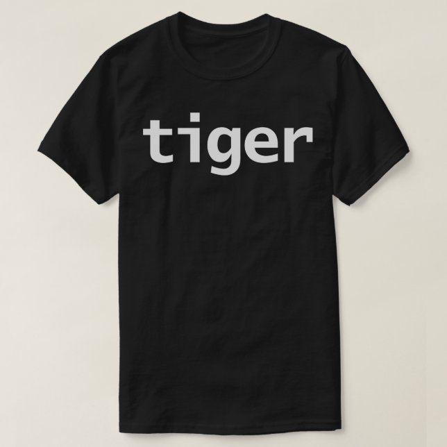 Tiger Minimal Typography White Text T-Shirt (Design Front)