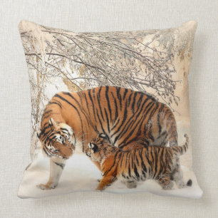 tiger mom and baby pillow