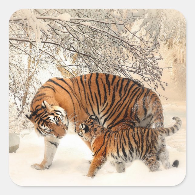 tiger mom and baby stickers (Front)