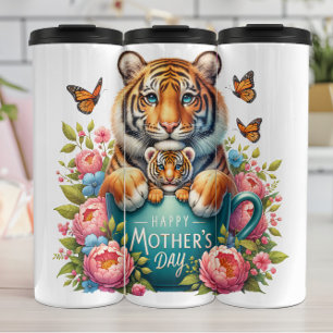 Tiger Mom: Baby, Flowers, Mother's Day Thermal Tumbler