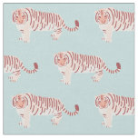 Tiger Mom &amp; Cub Pattern Light Blue Fabric