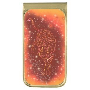 Tiger Money Clip Running At Galaxy Starry Night