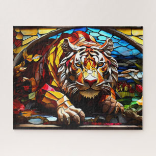 Tiger Mosaic Stained Glass Jigsaw Puzzle
