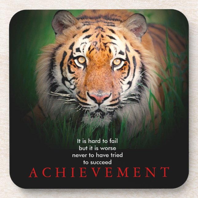 Tiger Motivational Achievement Beverage Coaster (Front)