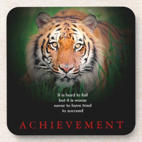 Tiger Motivational Achievement Beverage Coaster
