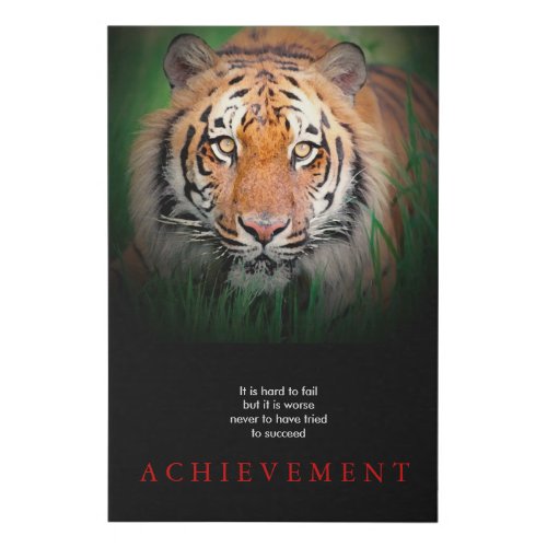 Tiger Motivational Achievement Faux Canvas Print