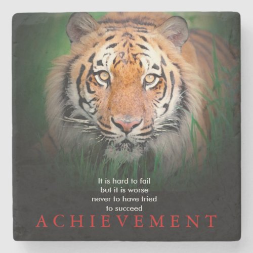 Tiger Motivational Achievement Stone Coaster