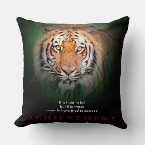 Tiger Motivational Achievement Throw Pillow