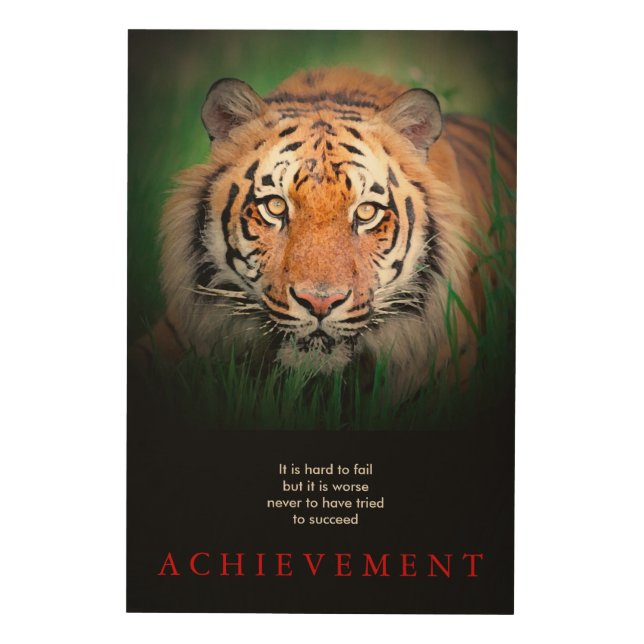 Tiger Motivational Achievement Wood Wall Art (Front)