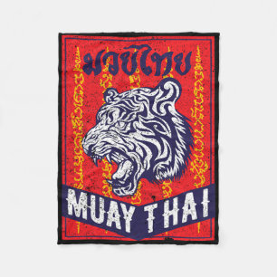 Tiger Muay Thai Kickboxing Mma Retro Training Gift Fleece Blanket