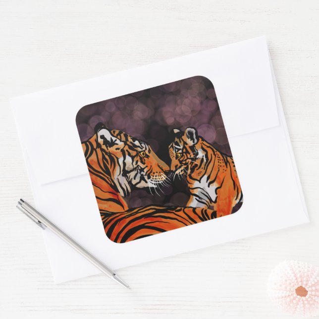 Tiger mum square sticker (Envelope)