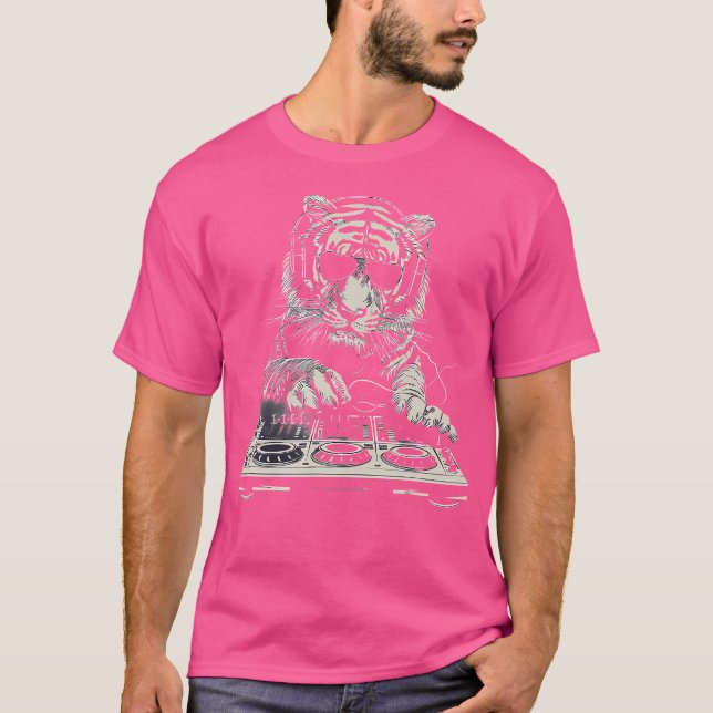 Tiger Music Dj Turntable Dj Tiger House Dance Club T-Shirt (Front)