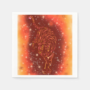 Tiger Napkins Running At Galaxy Starry Night