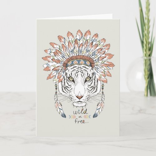 Tiger Native American Indian Chief Card