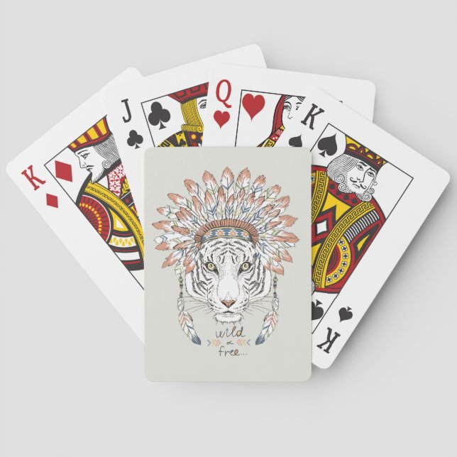 Tiger Native American Indian Chief Poker Cards (Back)