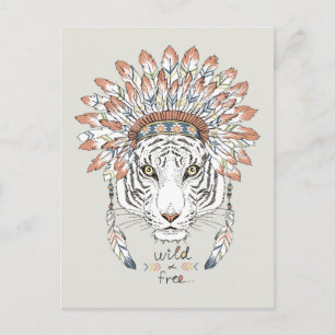 Tiger Native American Indian Chief Postcard