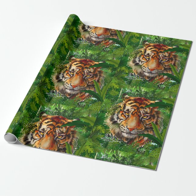 Tiger - Nature Jungle Tiger Wrapping Paper (Unrolled)
