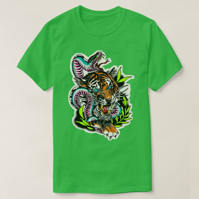 Tiger Neo traditional tattoo T-Shirt (Design Front)