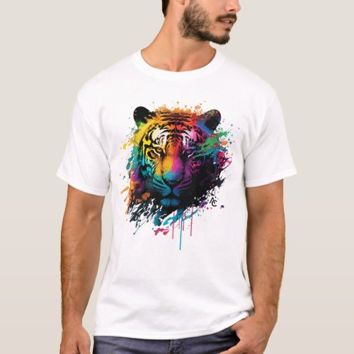 Tiger Neon Ink Splash T_Shirt