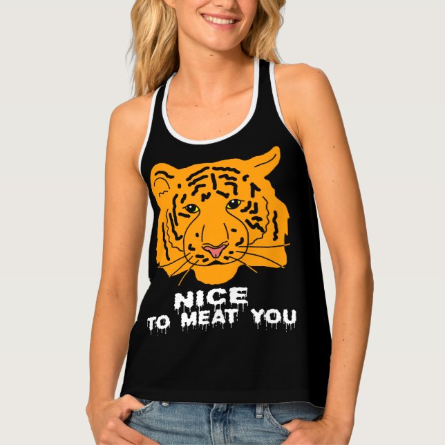Tiger Nice To Meat You Dark Tank Top (Front)