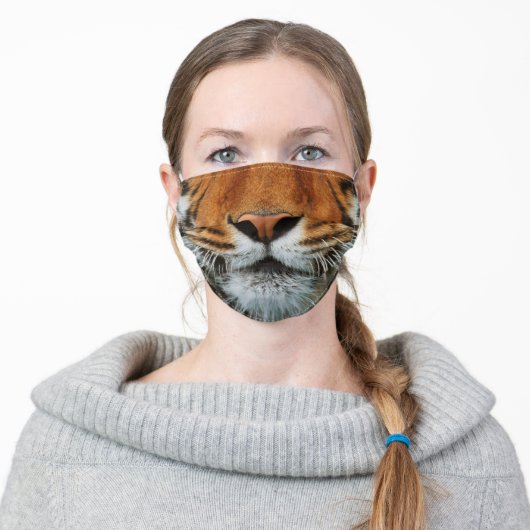 Tiger Nose and Mouth Image Adult Cloth Face Mask (Worn)