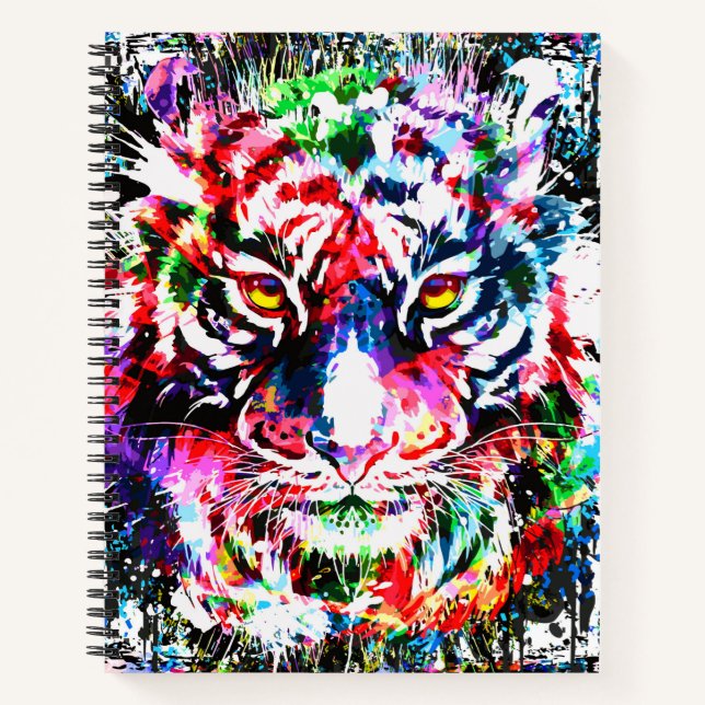 Tiger Notebook - Colorful Tiger Artwork - Wildlife (Front)