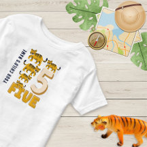 Tiger Number Five Cute Personalized