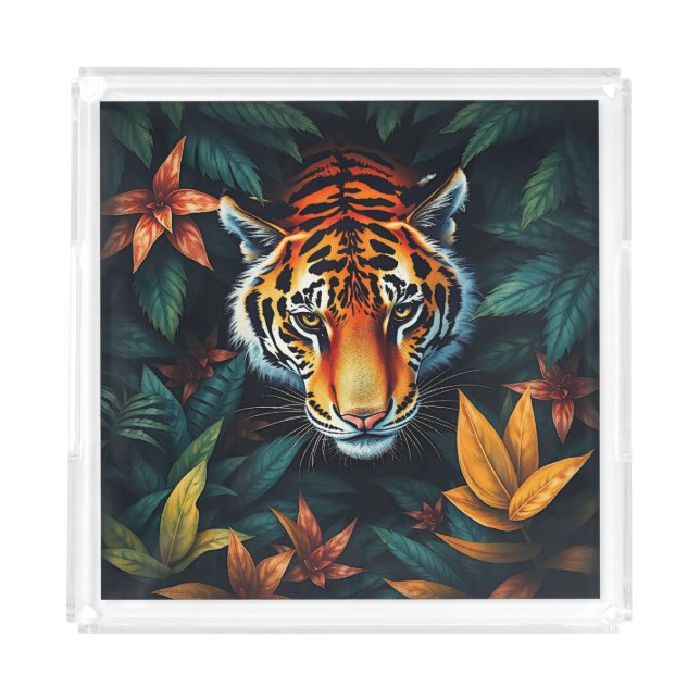 “Tiger of Mine” – Colourful Tiger Portrait Acrylic Tray (Front)